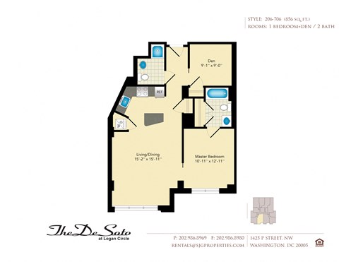 The DeSoto 06 Floor Plan at The DeSoto Apartments, Washington, DC 20005